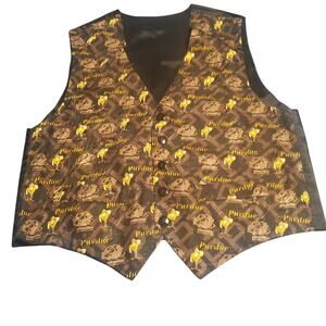 Vintage Perdue Boilermakers Size L 100% Silk Suit Vest Train Pete Mascot Brown